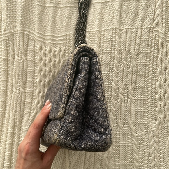 Chanel Black Reissue 2.55 Classic Double Flap Bag 226 Denim Blue Tweed - Picture 7 of 10